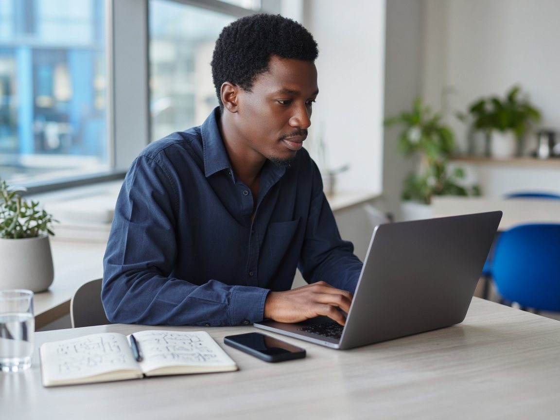Freelancer working on a laptop