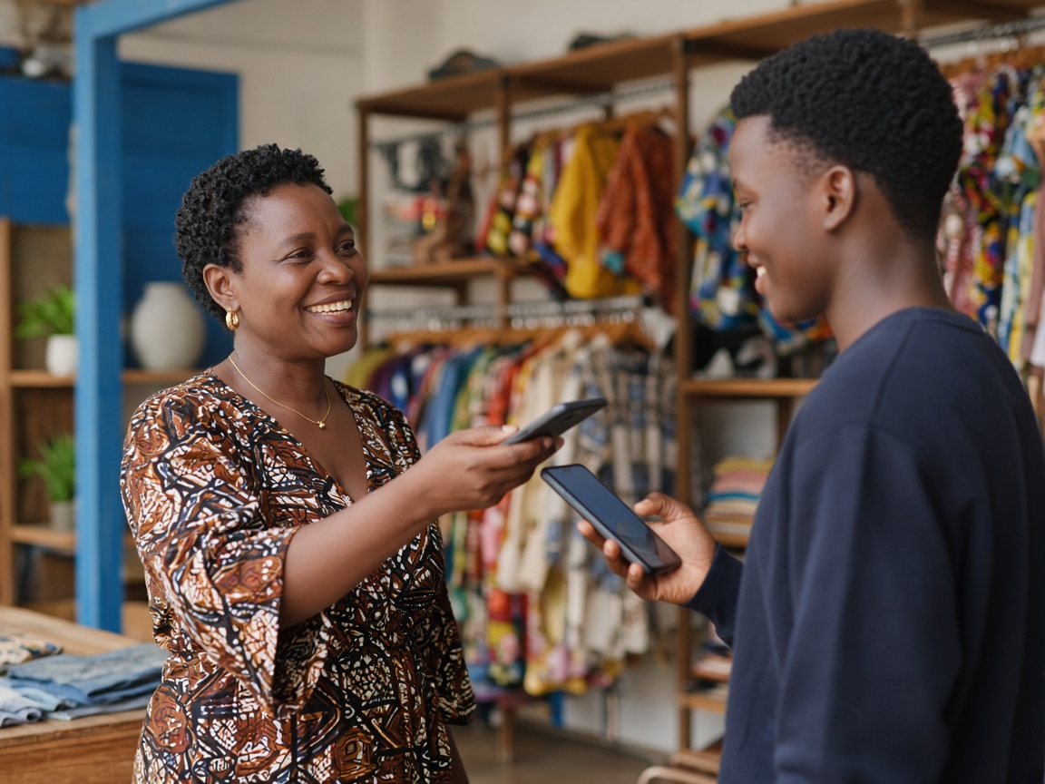 Small business owner taking a payment