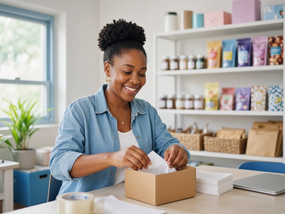Online seller preparing orders