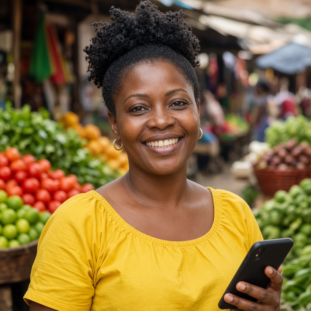 Kenyan merchant using Paysasa at her shop